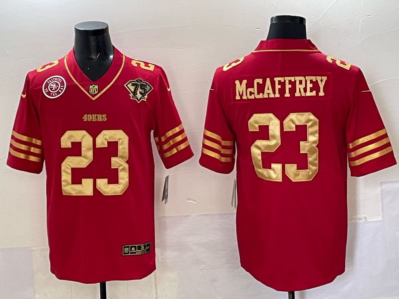 Men San Francisco 49ers 23 Mccafrey Red 75th Nike Limited NFL 2025 Jersey style 06
